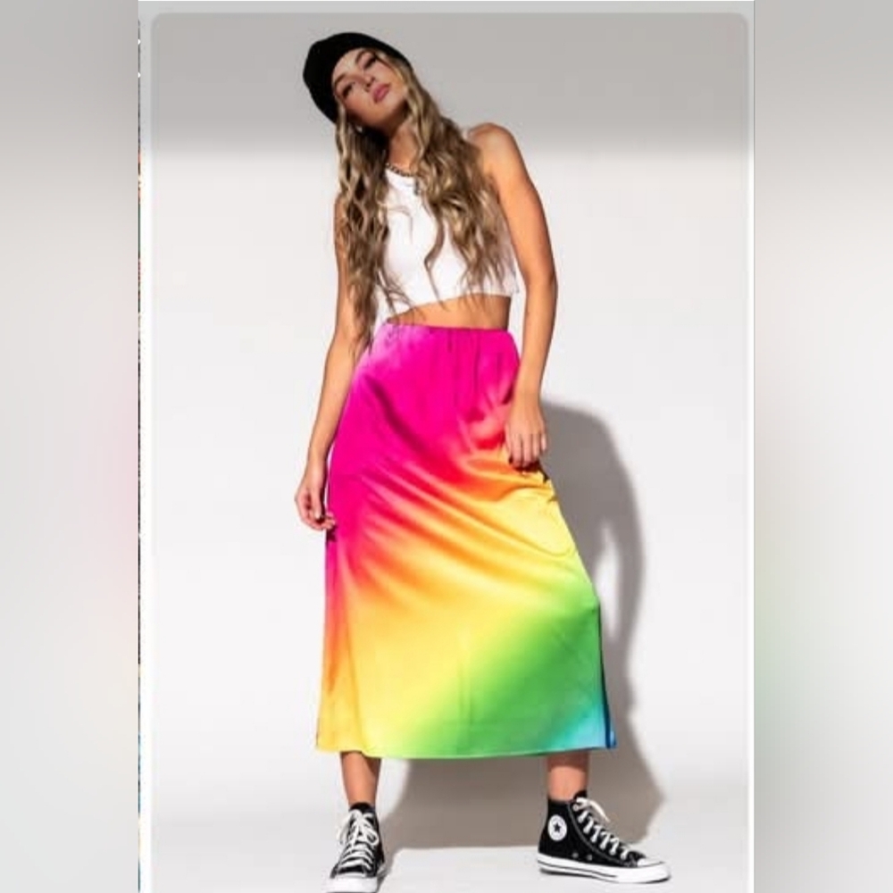 Dressed in Lala Rainbow Maxi Skirt